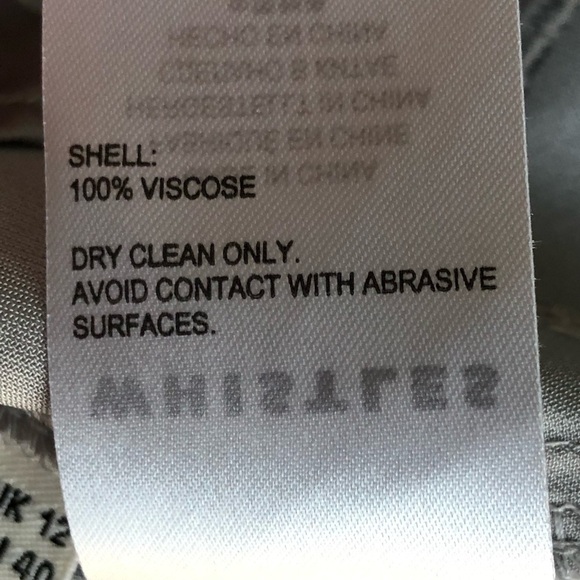 Whistles Dress Gray Palm Leaf Print Empire Lagenlook Pockets Size 8 - Picture 4 of 12